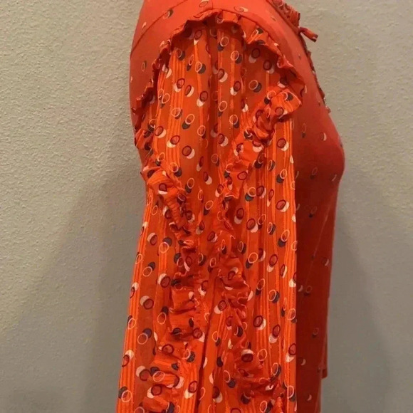 Anthropologie Maeve Ruffle Jacquin Peasant Blouse Top Confetti - Picture 6 of 9